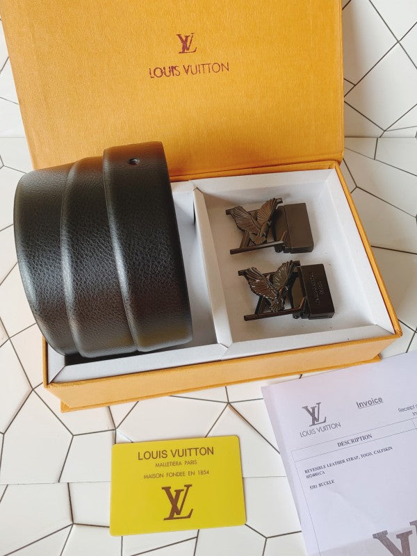 LOUIS VUITTO N BLACK&GREY 2pcs BUCKLE COMBO