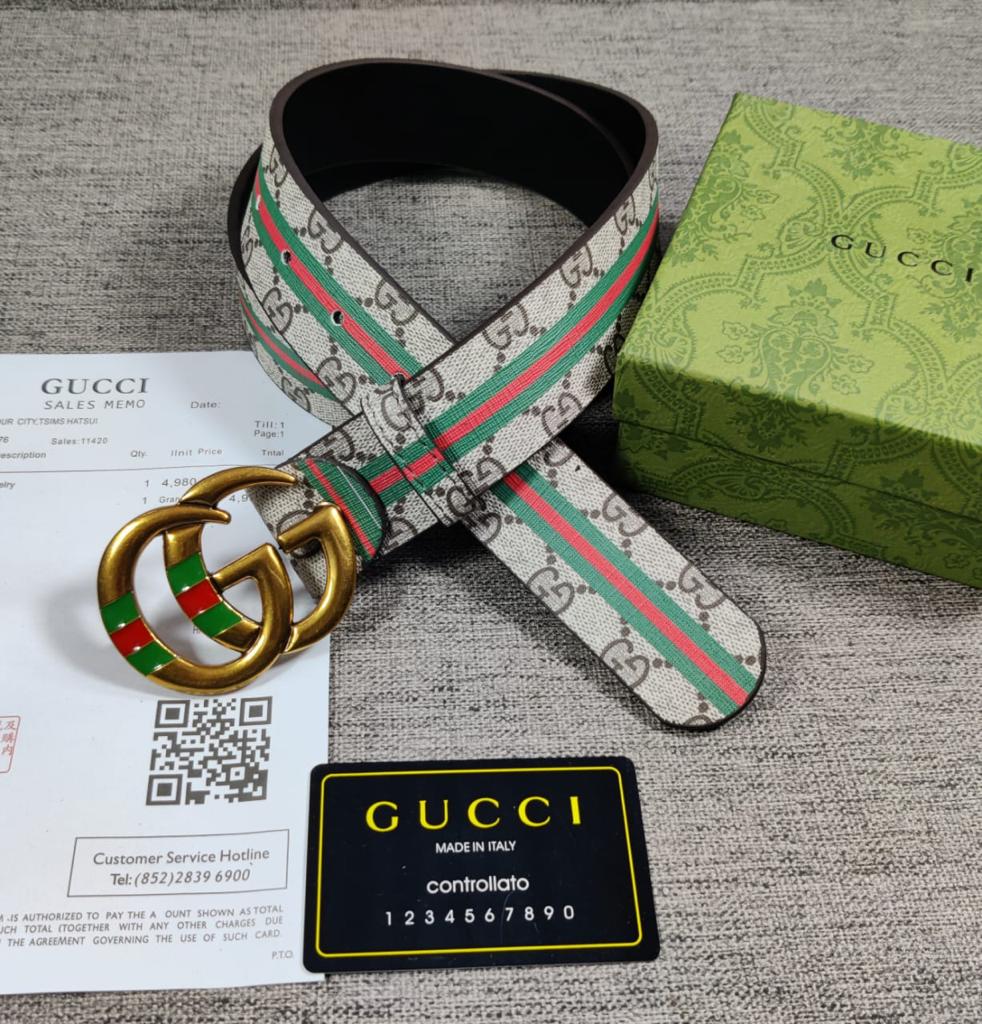 GC Tri Color i.e. Red, Green, And Grey High End Leather Belt